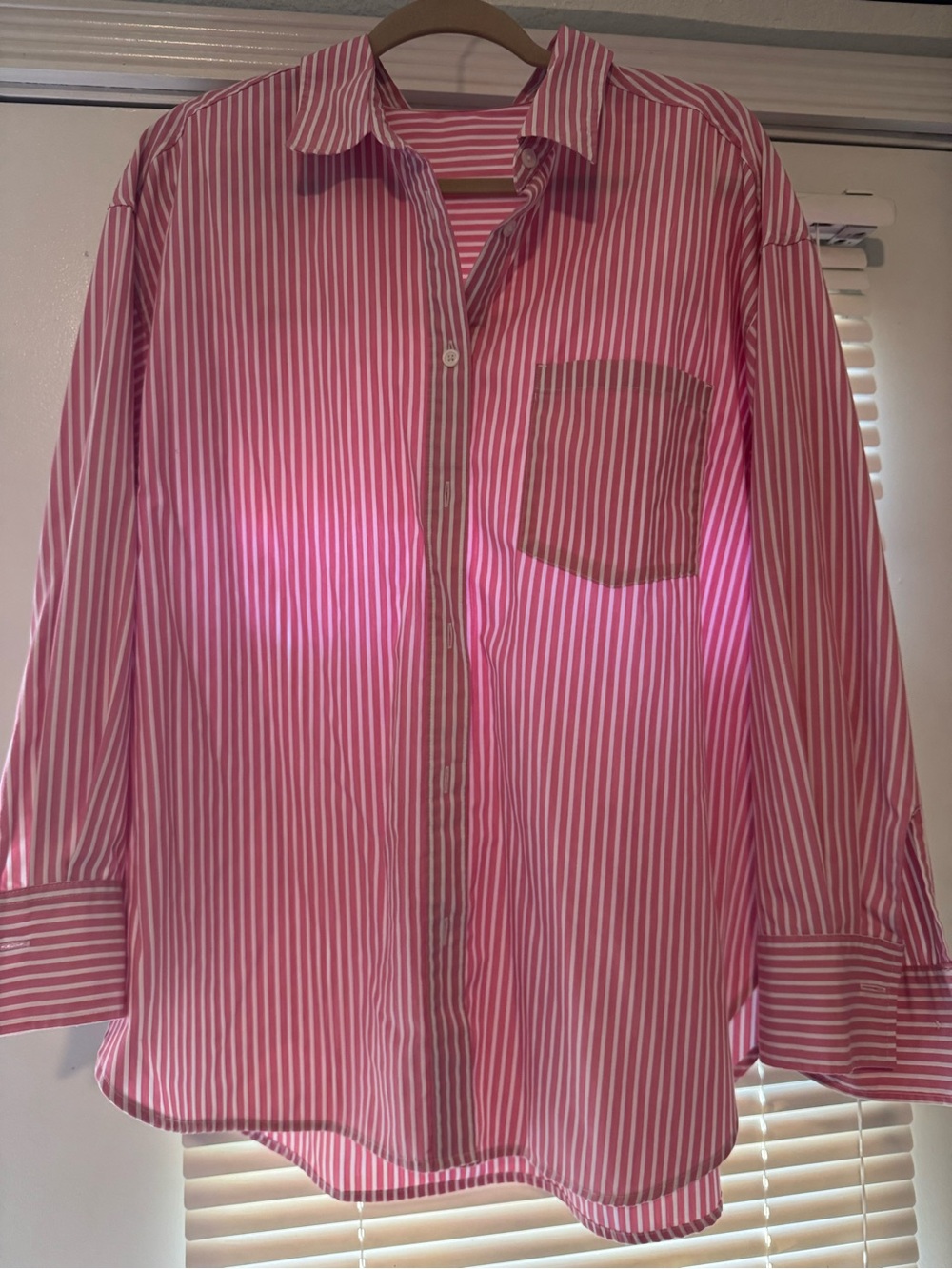 Pink Striped Women’s Button-Up Shirt
